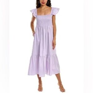 O.p.t Tuckernuck Tuscany Chic Lavender Midi Dress Cotton Ruffle Sleeves Easter S